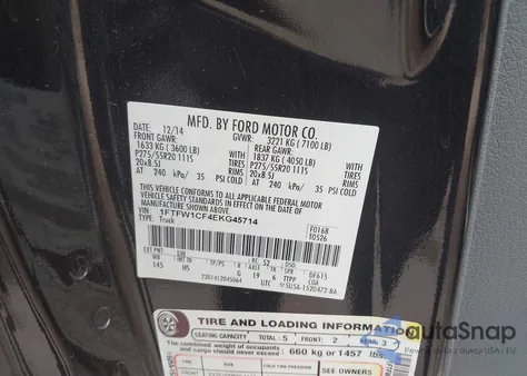 2014 Ford F-150 Lariat from USA, damaged, VIN 1FTFW1CF4EKG45714